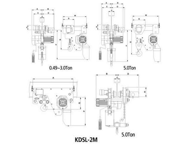 KDL韩国低净空环链电动葫芦尺寸 KDL韩国低净空环链电动葫芦尺寸